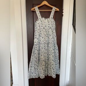 White and Blue Floral Fairy Princess Romantic Feminine Cottagecore Spring Dress